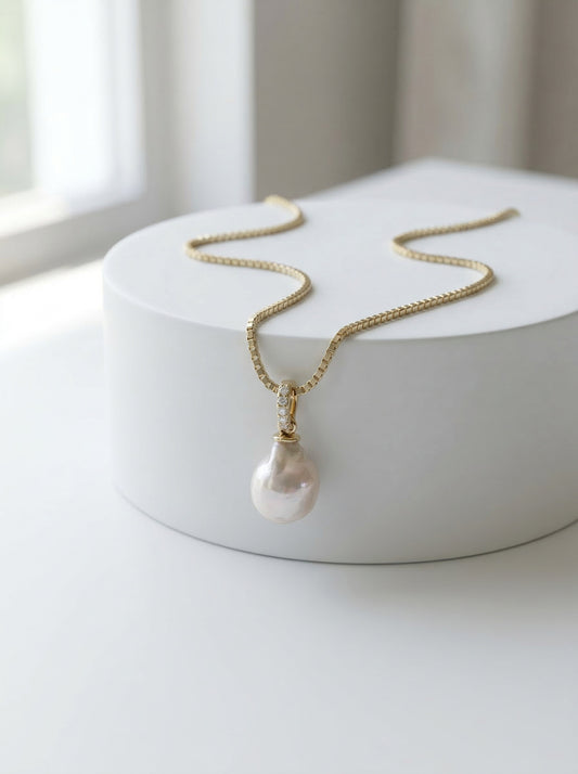 Collar Perla Natural – Plata .925 (Dorado o Plateado)