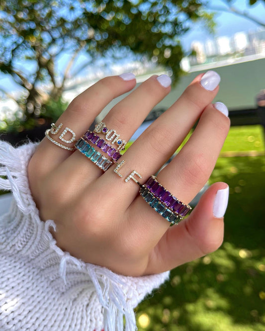 Anillo Iniciales Diamante Pave