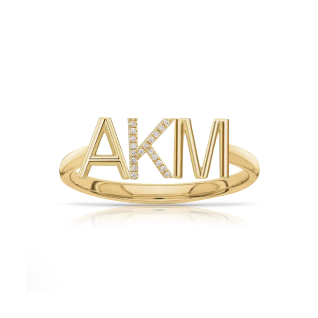 Anillo Solido/Diamantes Pave