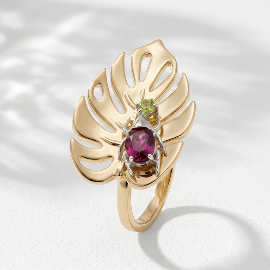 Anillo Monstera Escarabajo - Dorado