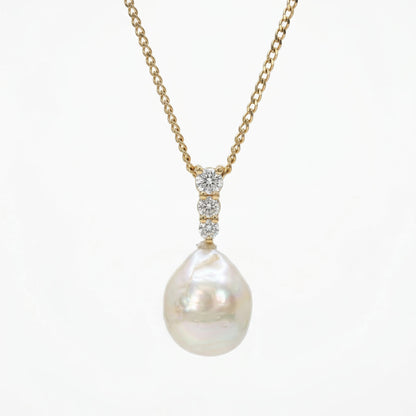 Collar Perla Natural con Zirconias – Plata .925 (Dorado o Plateado)