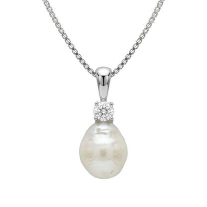 Collar Perla Natural con Zirconia – Plata .925 (Dorado o Plateado)