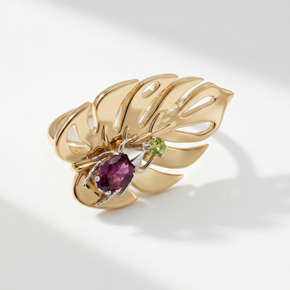 Anillo Monstera Escarabajo - Dorado