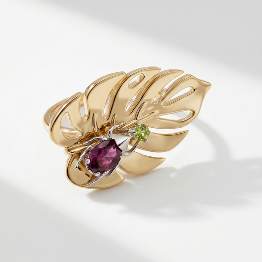 Anillo Monstera Escarabajo - Dorado