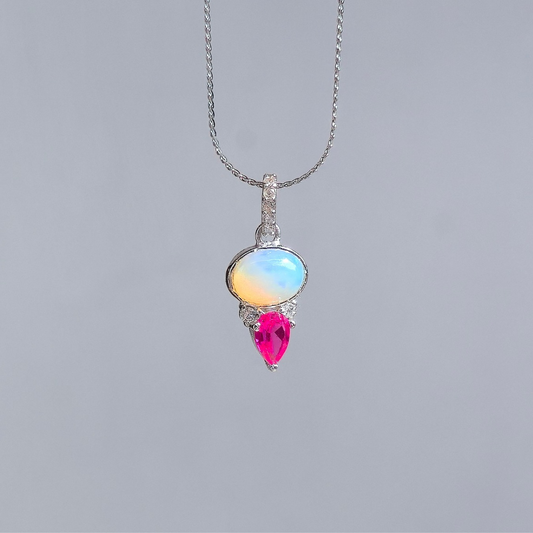 Dije Halo – Ópalo Etíope & Rhodolita