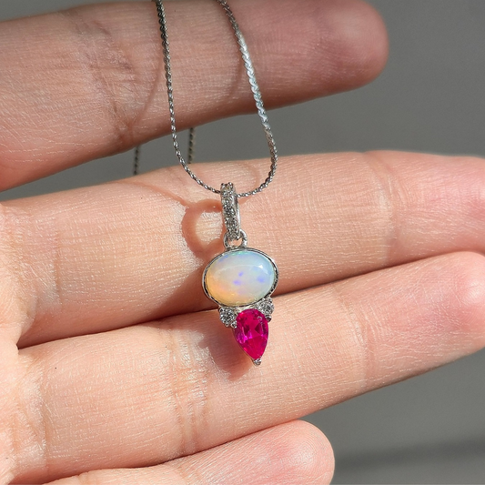 Dije Halo – Ópalo Etíope & Rhodolita