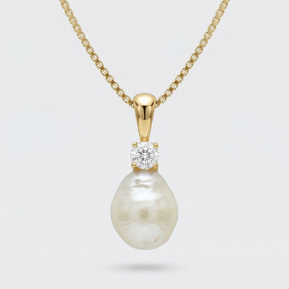 Collar Perla Natural con Zirconia – Plata .925 (Dorado o Plateado)