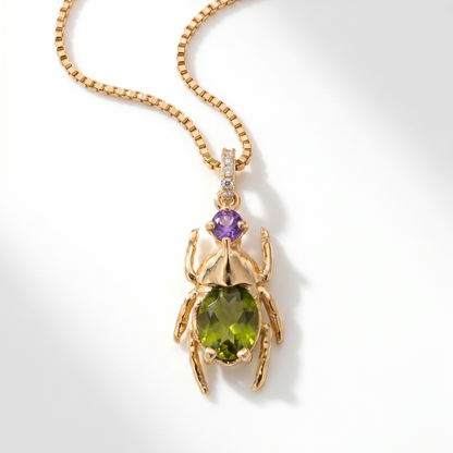 Oliva — Colgante Escarabajo Peridoto y Amatista