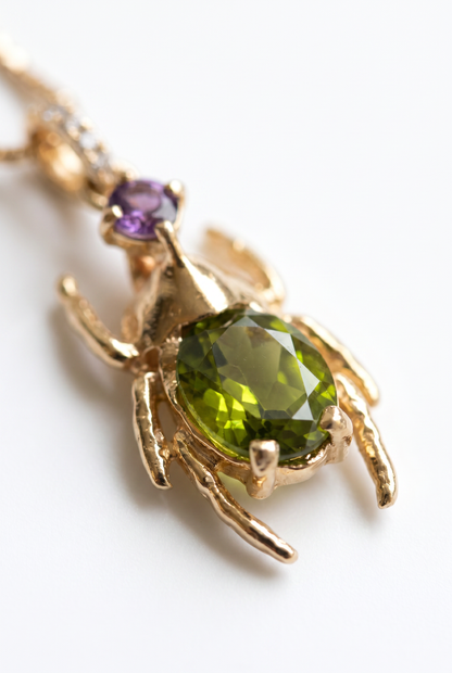 Oliva — Colgante Escarabajo Peridoto y Amatista