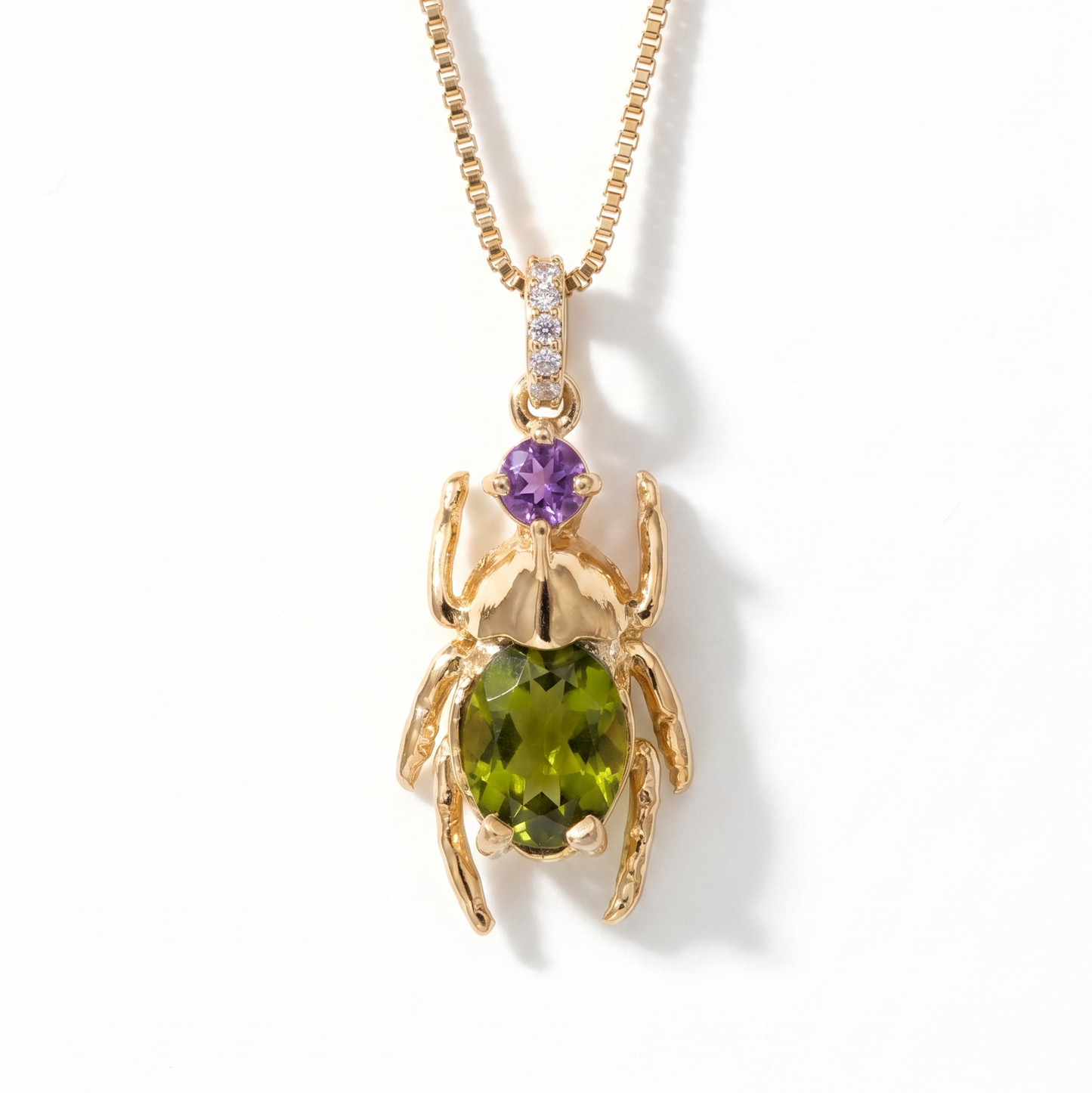 Oliva — Colgante Escarabajo Peridoto y Amatista