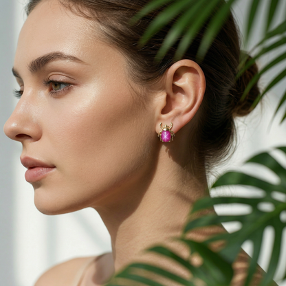 Aretes Escarabajo Estelar - Rubí Estrella