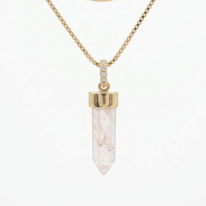 Collar Punta de Cuarzo Rosa